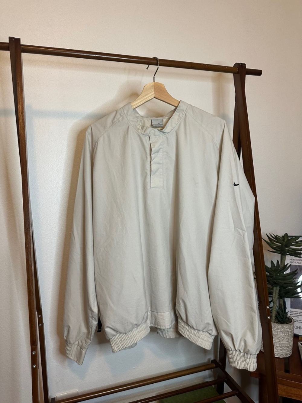 Vintage Nike Golf 1/4 Button Up Pullover Windbreaker in Off White / Bone Sz L